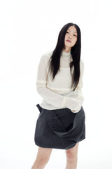 WOOL BUTTONS KNIT TOP / ECRU