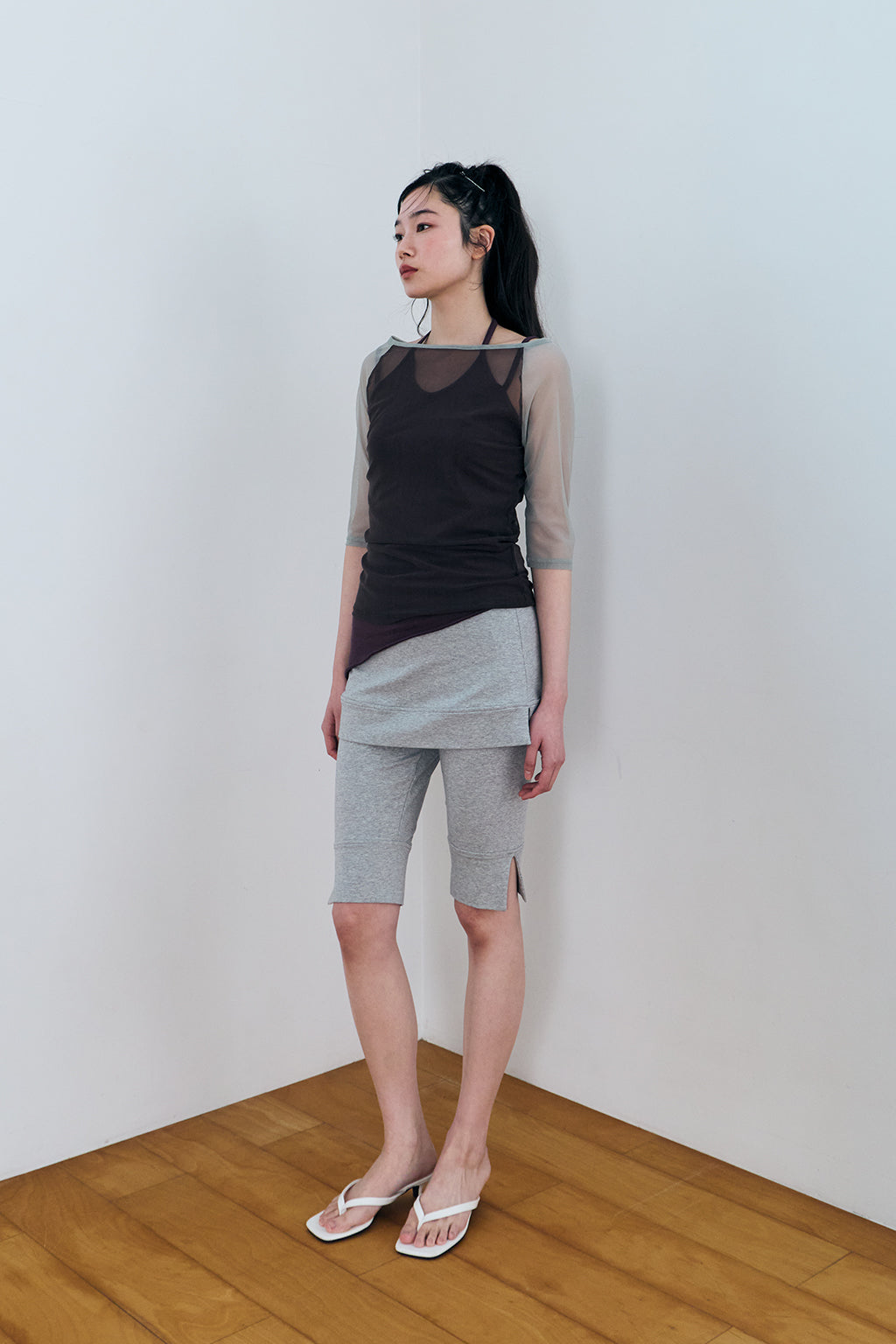 MESH RAGLAN TOP / KHAKI