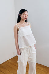 DOUBLE-LAYER CHECK TOP / WHITE