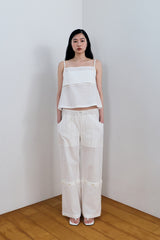 DOUBLE-LAYER CHECK TOP / WHITE