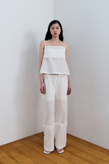 DOUBLE-LAYER CHECK TOP / WHITE