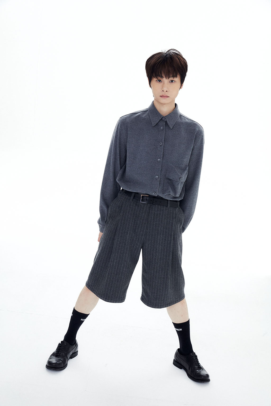 HEAVY WOOL POCKET SHIRT / GRAY