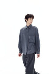 HEAVY WOOL POCKET SHIRT / GRAY