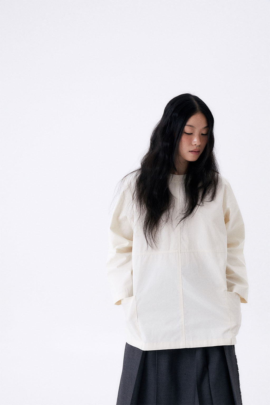 BACK RIBBON SMOCK 2 / ECRU