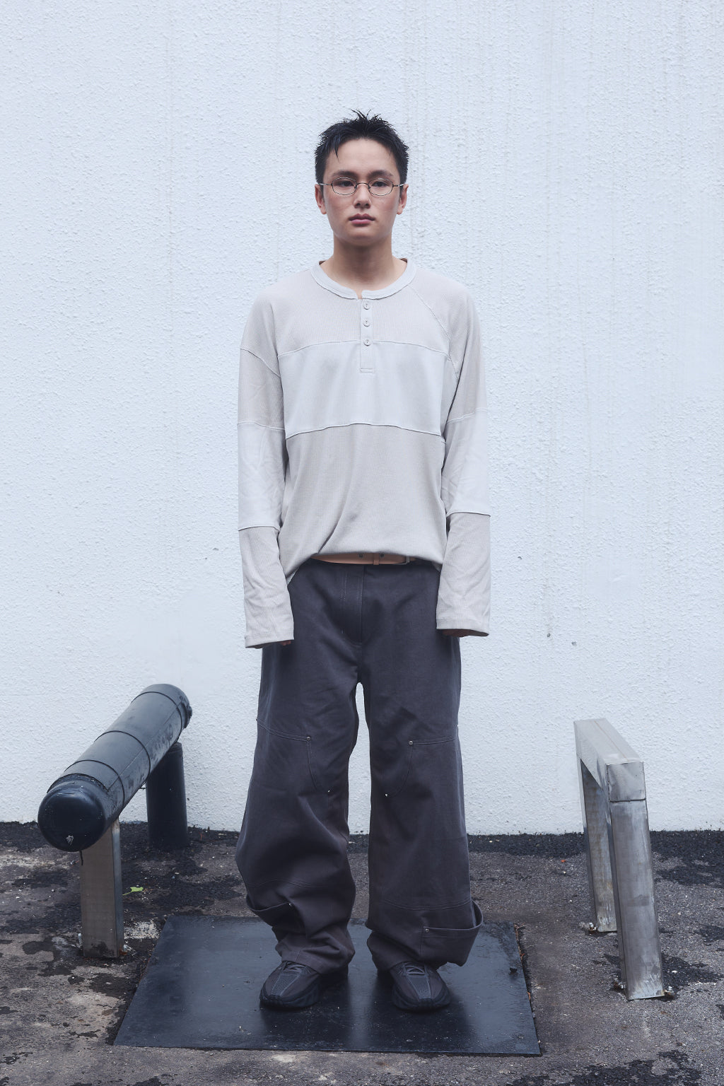 OVERSIZED HENLEY TEE / BEIGE