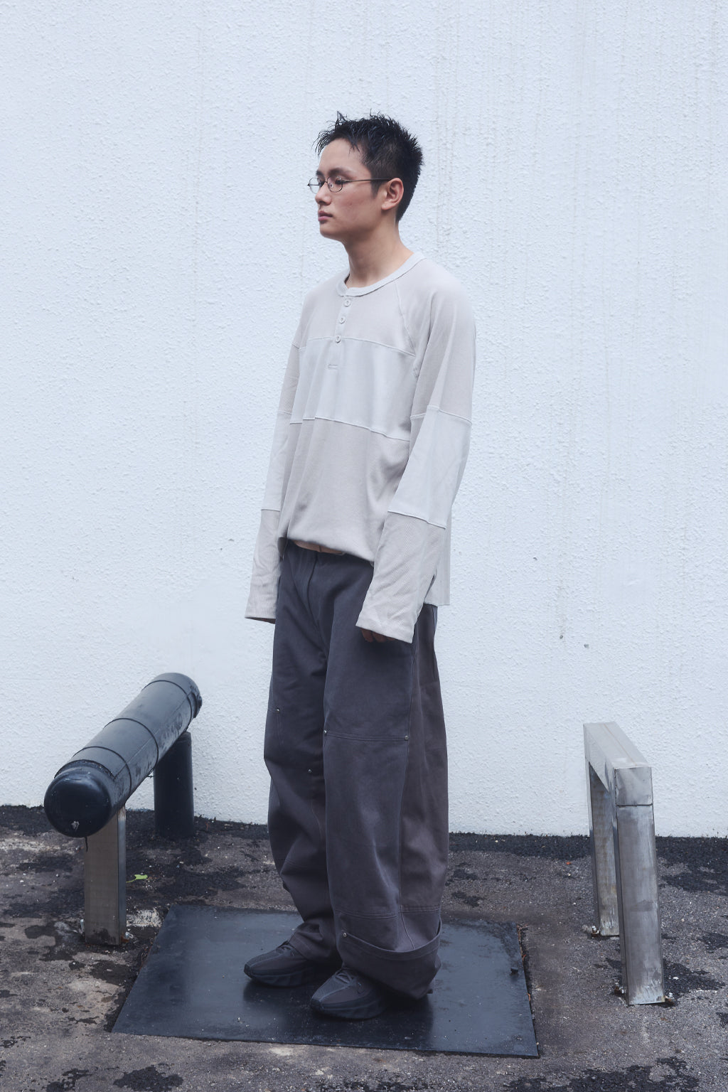 OVERSIZED HENLEY TEE / BEIGE