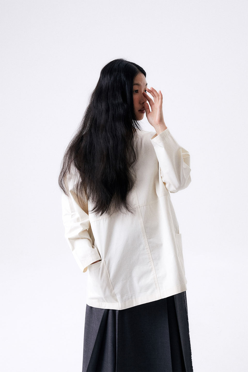 BACK RIBBON SMOCK 2 / ECRU