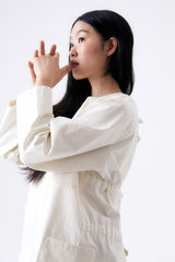 BACK RIBBON SMOCK 2 / ECRU