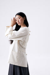 BACK RIBBON SMOCK 2 / ECRU