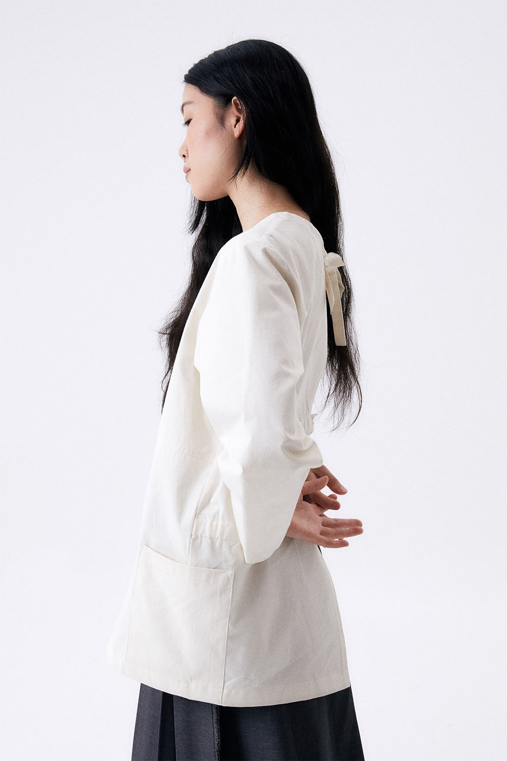 BACK RIBBON SMOCK 2 / ECRU