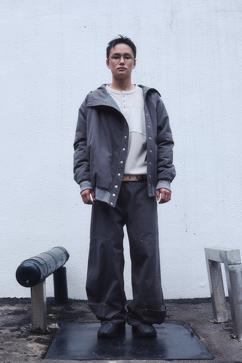 OVERSIZED HENLEY TEE / BEIGE