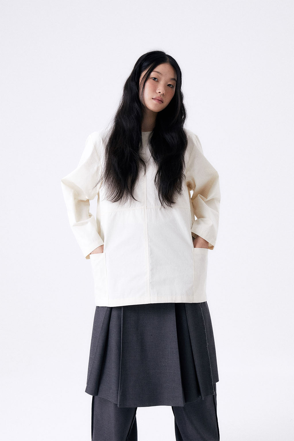 BACK RIBBON SMOCK 2 / ECRU