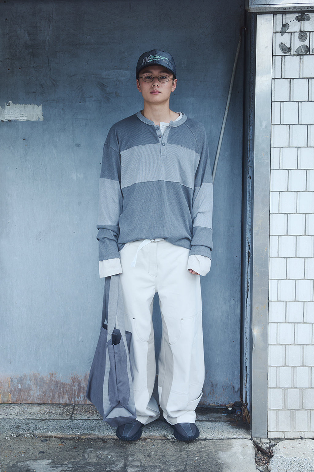 OVERSIZED HENLEY TEE / DARK GRAY