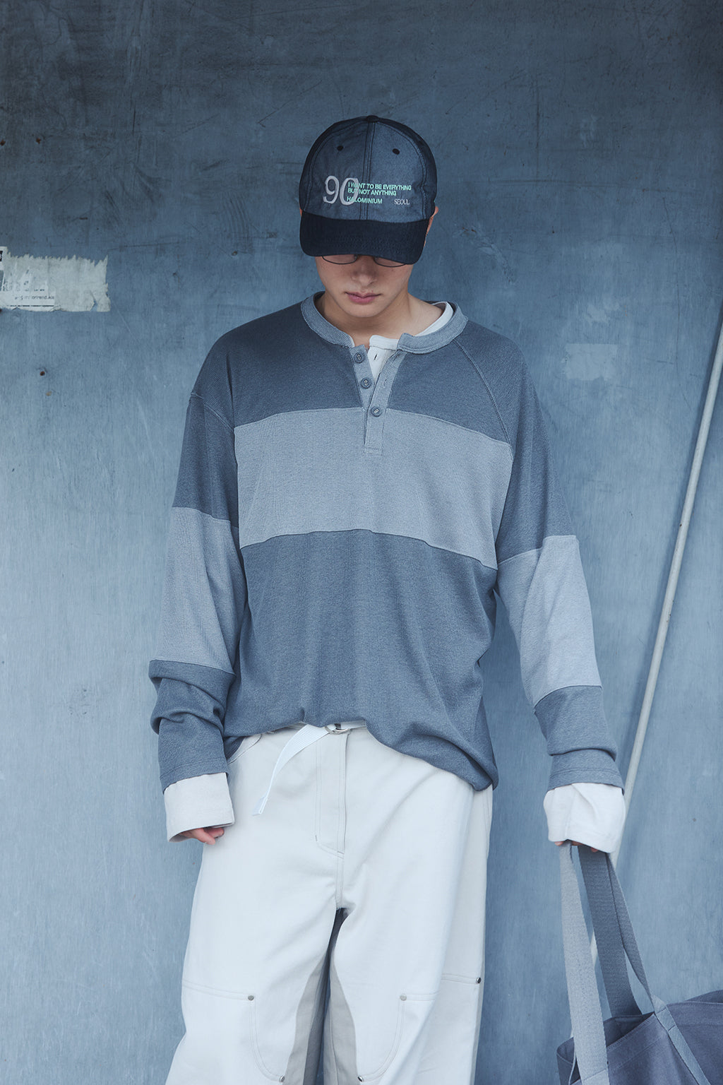 OVERSIZED HENLEY TEE / DARK GRAY