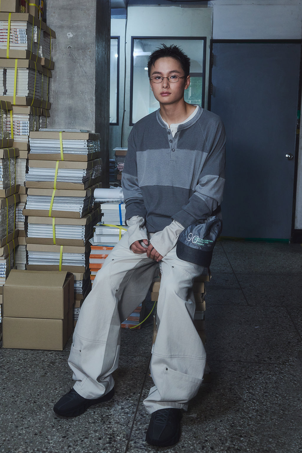 OVERSIZED HENLEY TEE / DARK GRAY