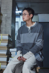 OVERSIZED HENLEY TEE / DARK GRAY