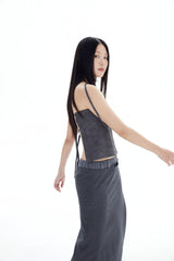 REVERSIBLE HALTER TOP / GRAY