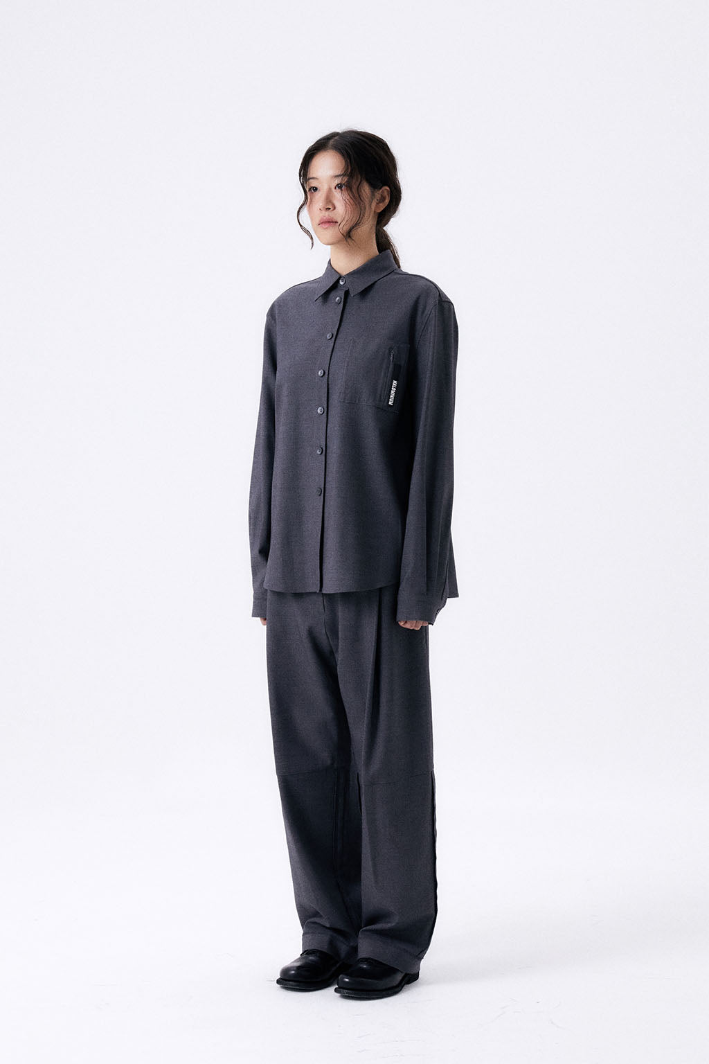 ONE TUCK WOOL PANTS / GRAY