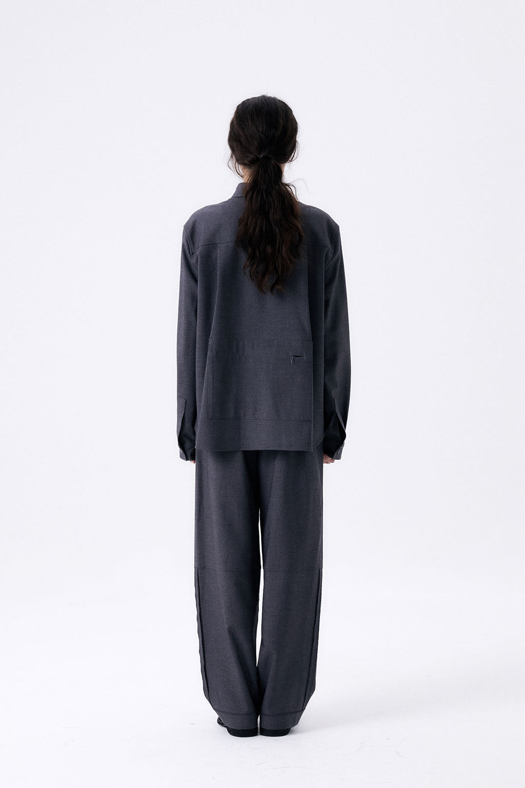 ONE TUCK WOOL PANTS / GRAY