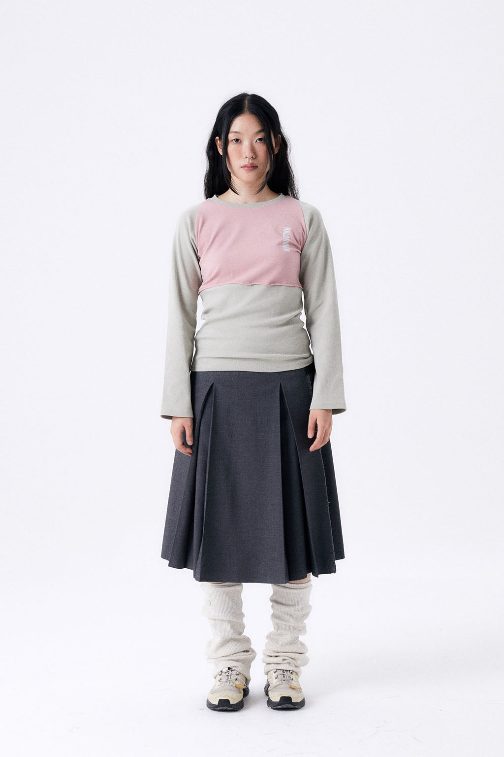 MIDI PLEATED WRAP SKIRT 2 / GRAY