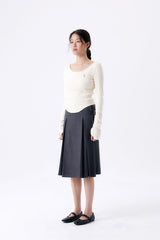 MIDI PLEATED WRAP SKIRT 2 / GRAY