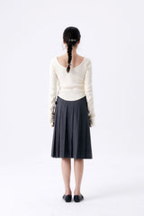 MIDI PLEATED WRAP SKIRT 2 / GRAY