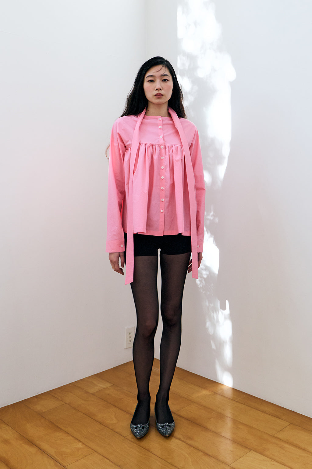 GATHERED MODULAR SHIRT / PINK