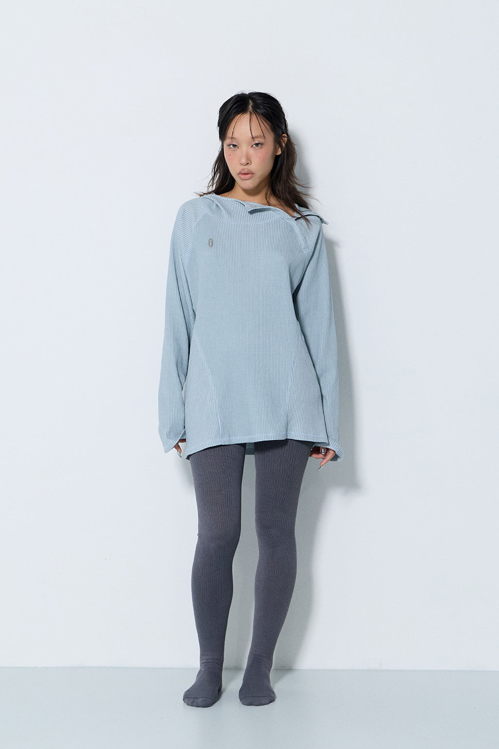 PIGMENT OVERSIZED WAFFLE HOODIE / BLUE