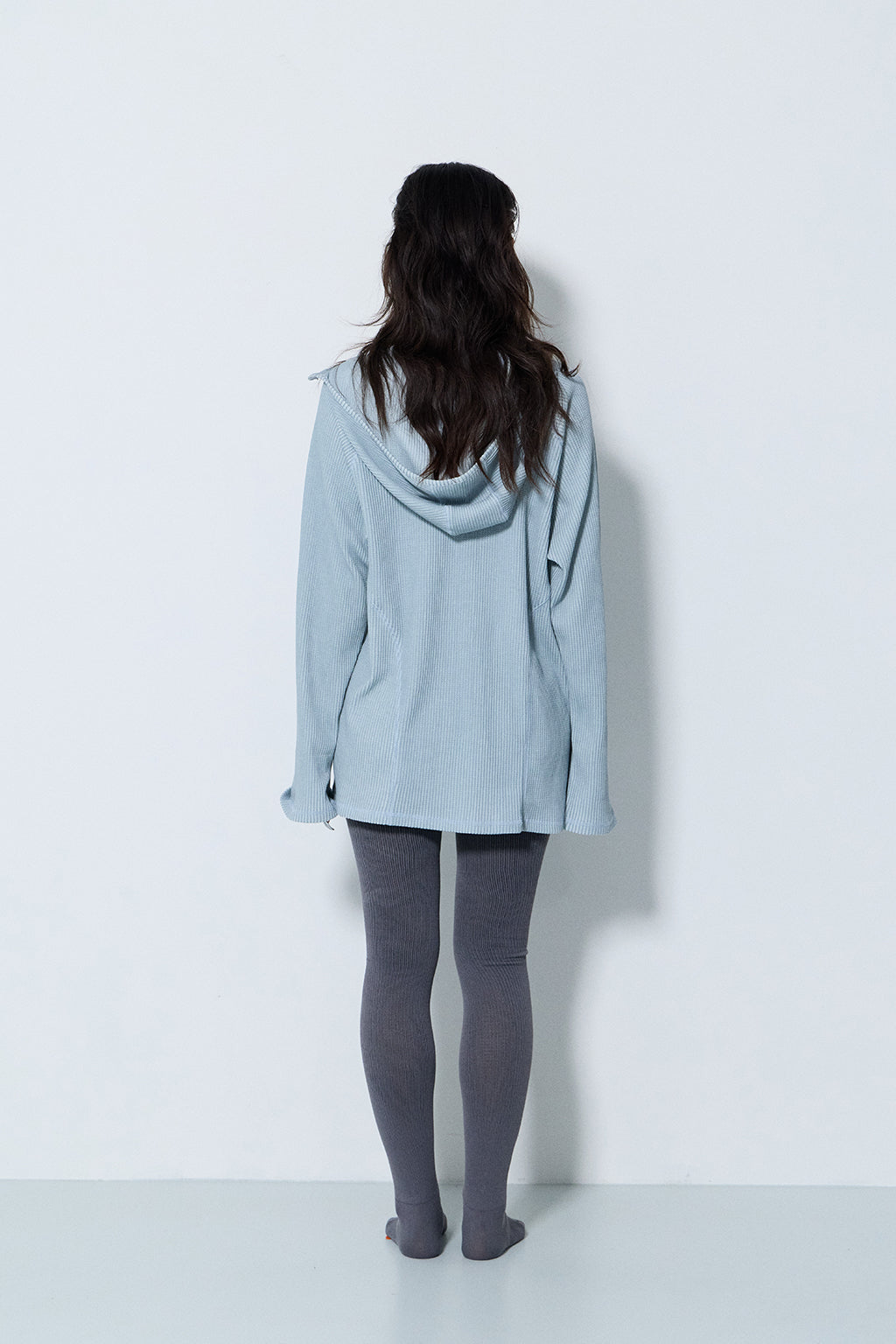 PIGMENT OVERSIZED WAFFLE HOODIE / BLUE
