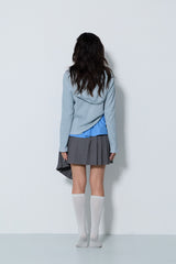 PIGMENT SLIM WAFFLE HOODIE / BLUE