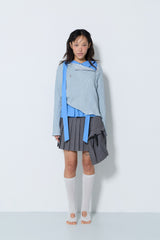 PIGMENT SLIM WAFFLE HOODIE / BLUE