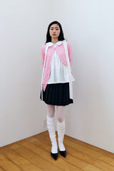 MODULAR RUFFLE CARDIGAN / PINK