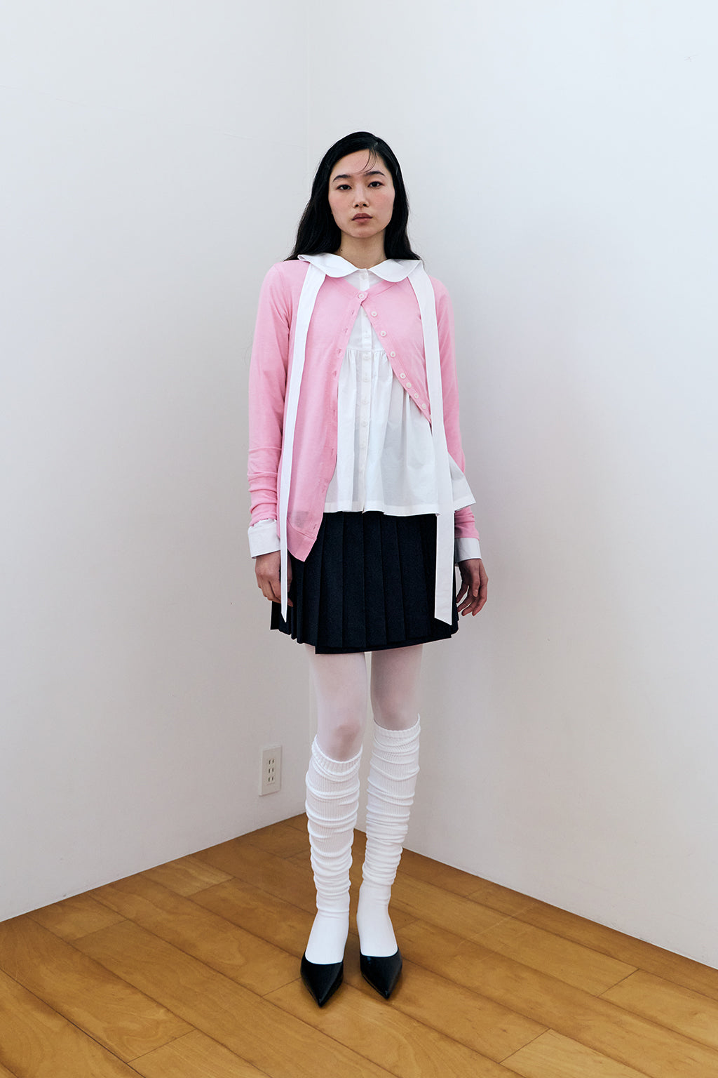 MODULAR RUFFLE CARDIGAN / PINK