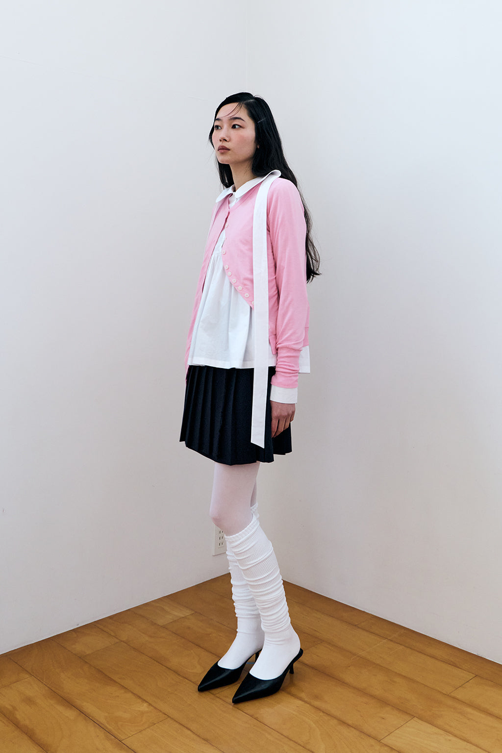 MODULAR RUFFLE CARDIGAN / PINK