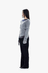 WOOL BUTTONS KNIT TOP / GRAY