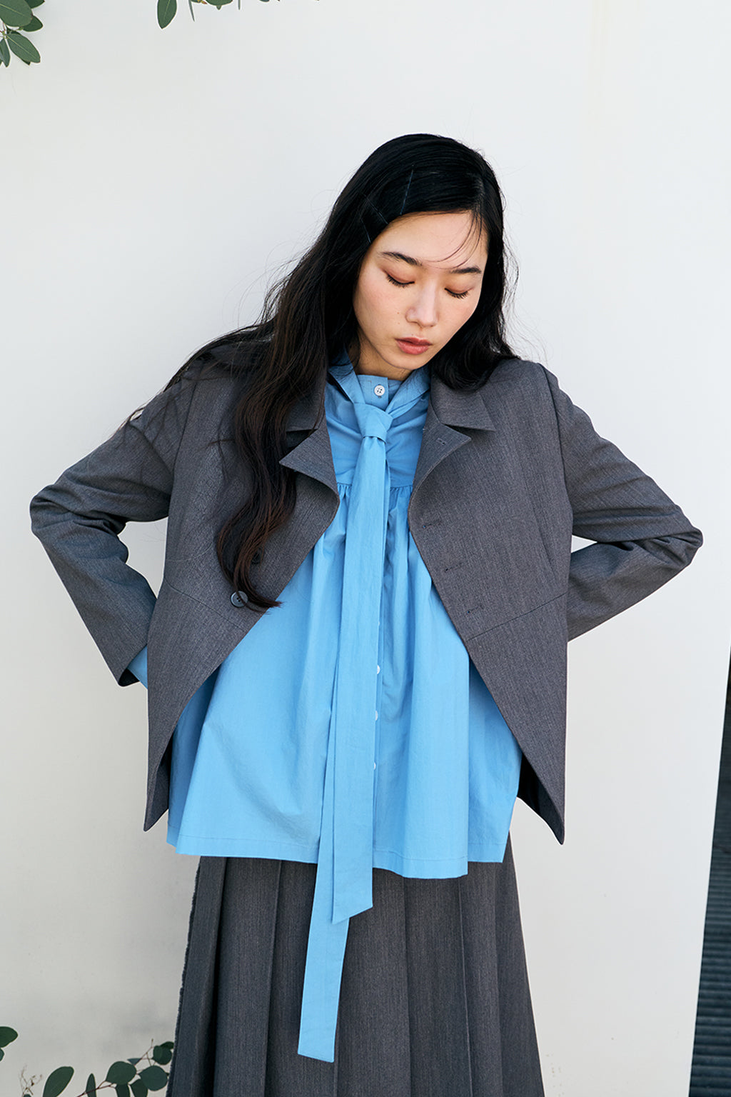 GATHERED MODULAR SHIRT / BLUE