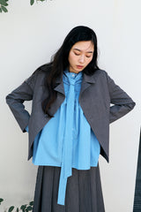 GATHERED MODULAR SHIRT / BLUE