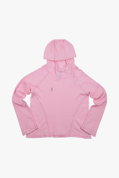 LIGHT SLIM WAFFLE HOODIE / PINK
