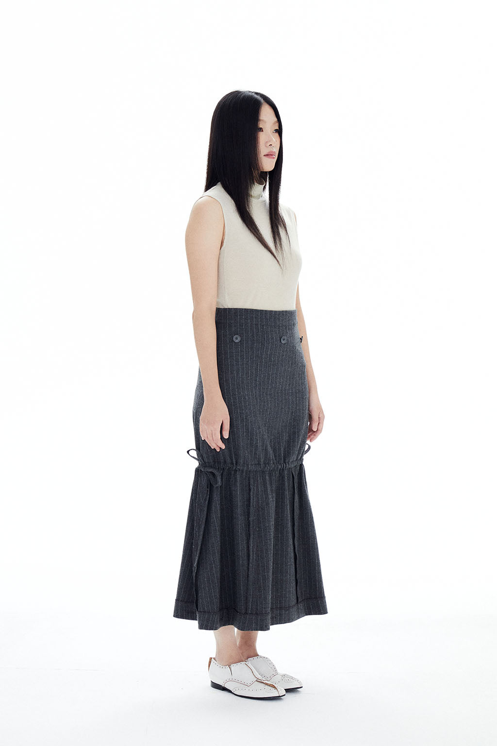 MULTIWAY STRIPED SKIRT / GRAY