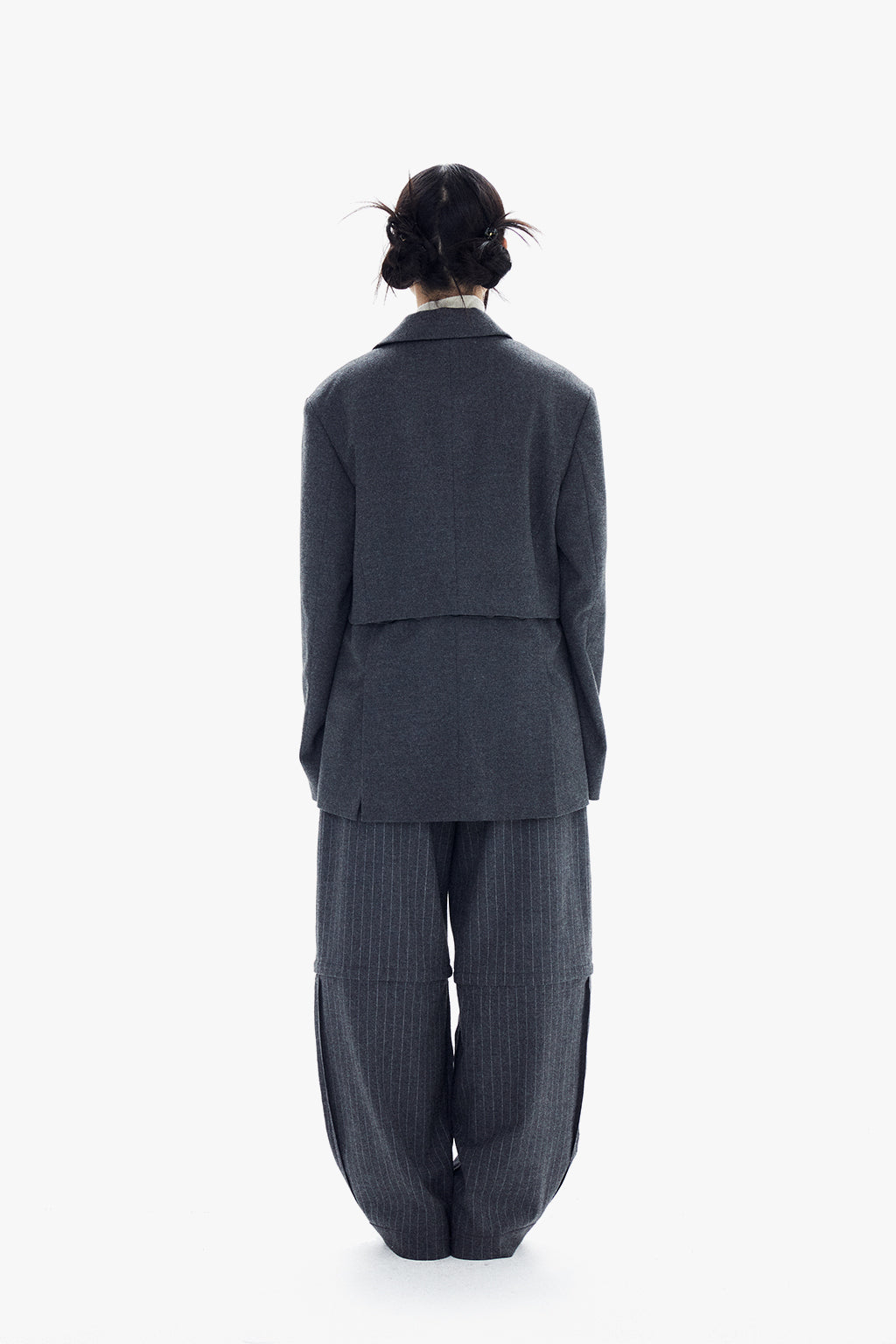 WOOL STRIPED PANTS / GRAY