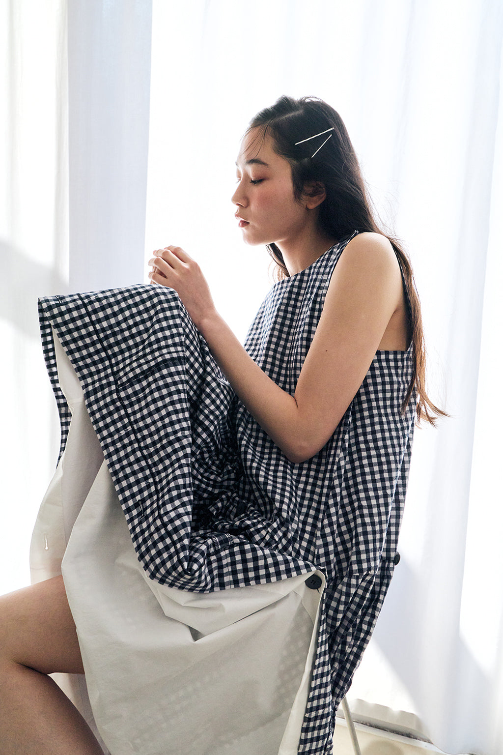 MULTIWAY CHECK DRESS / BLUE
