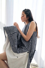 MULTIWAY CHECK DRESS / BLUE