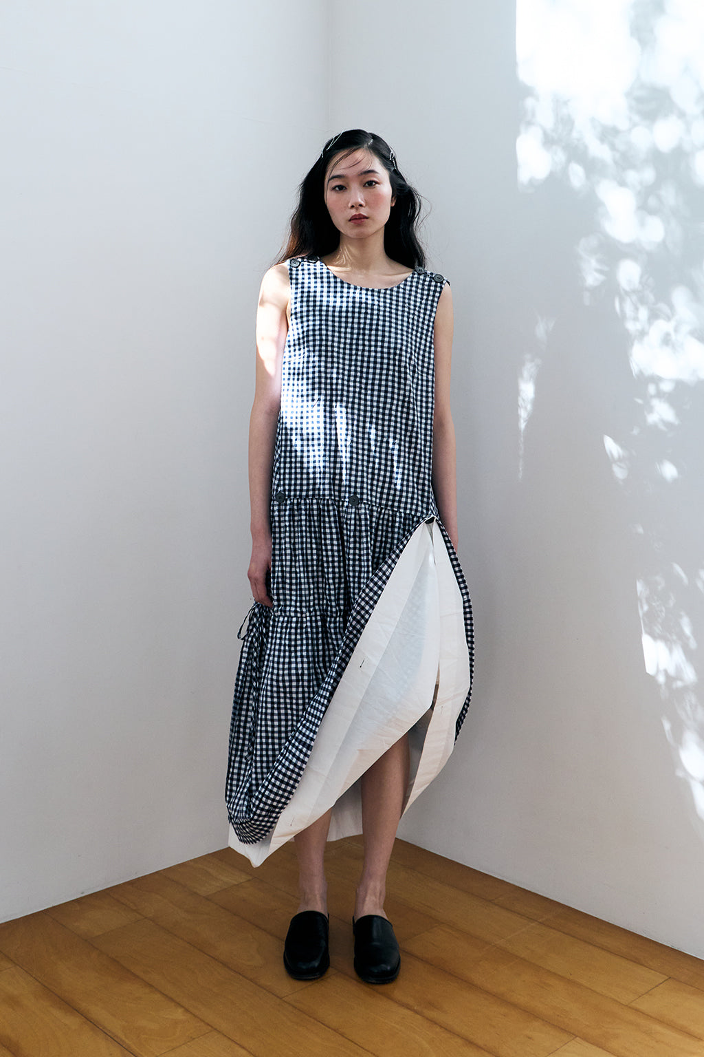 MULTIWAY CHECK DRESS / BLUE