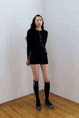 MODULAR RUFFLE CARDIGAN / BLACK