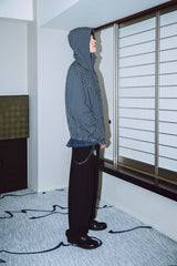 CHECK HOODED SHIRT / NAVY
