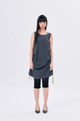 CHECK SHIRRED DRESS / ASH GRAY