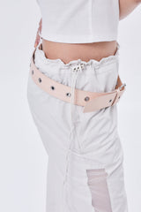 EYELET LEATHER BELT / NATURAL