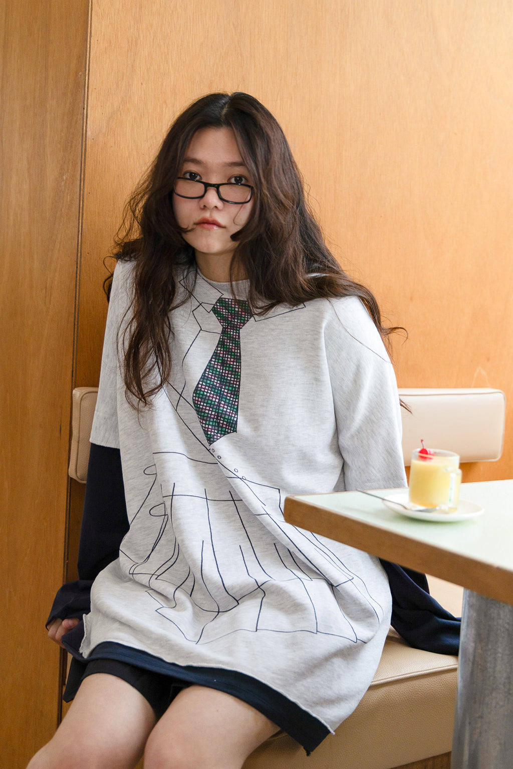 [HALOMINIUM x MIMICHAN] LOMI LAYERED TEE / GRAY