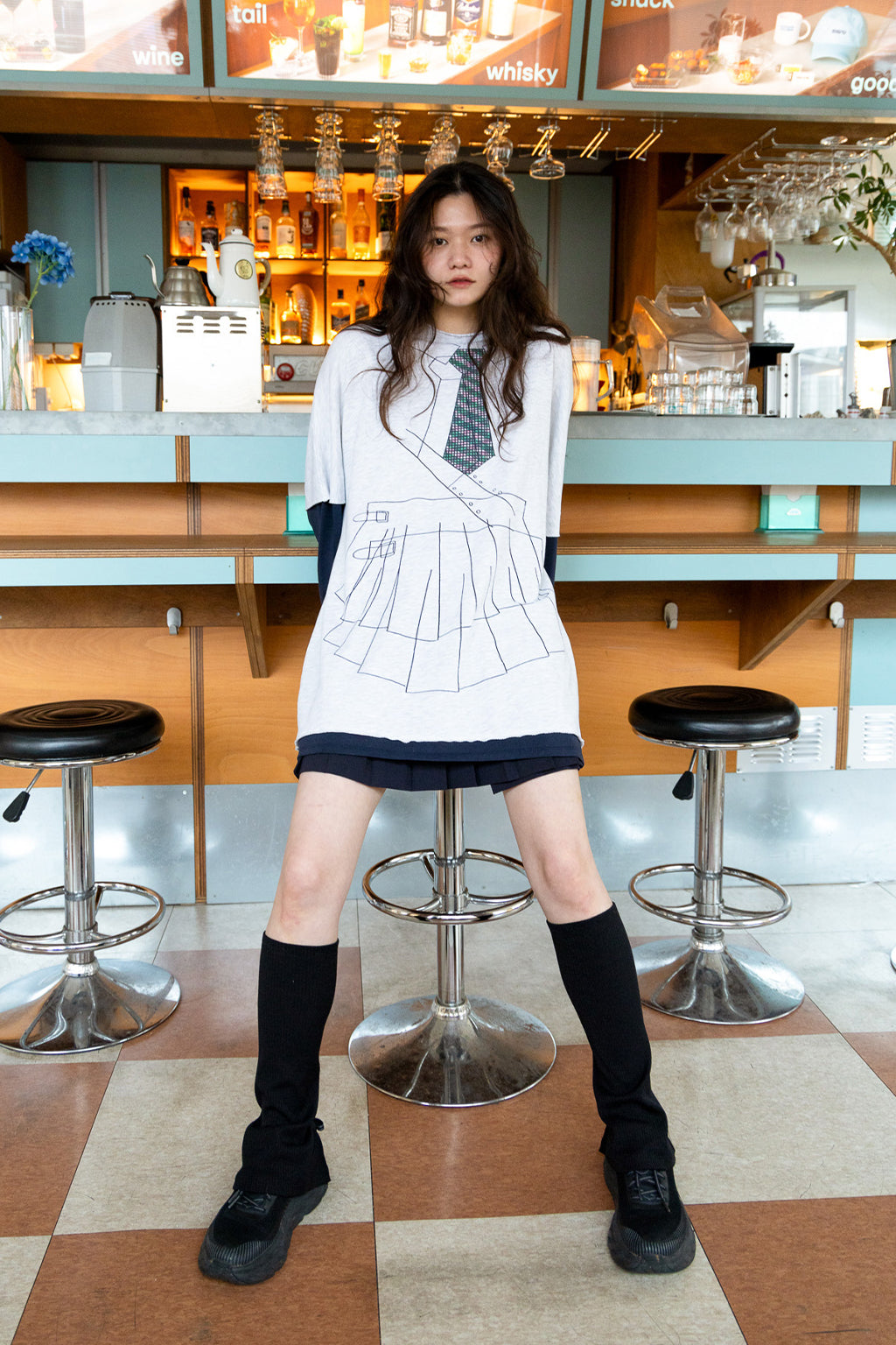 [HALOMINIUM x MIMICHAN] LOMI LAYERED TEE / GRAY