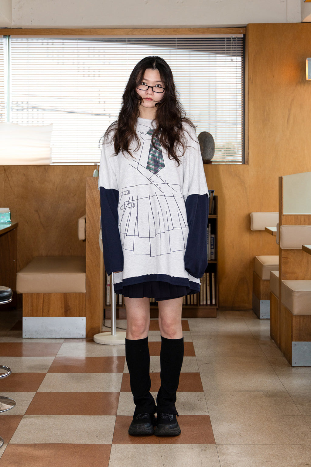 [HALOMINIUM x MIMICHAN] LOMI LAYERED TEE / GRAY